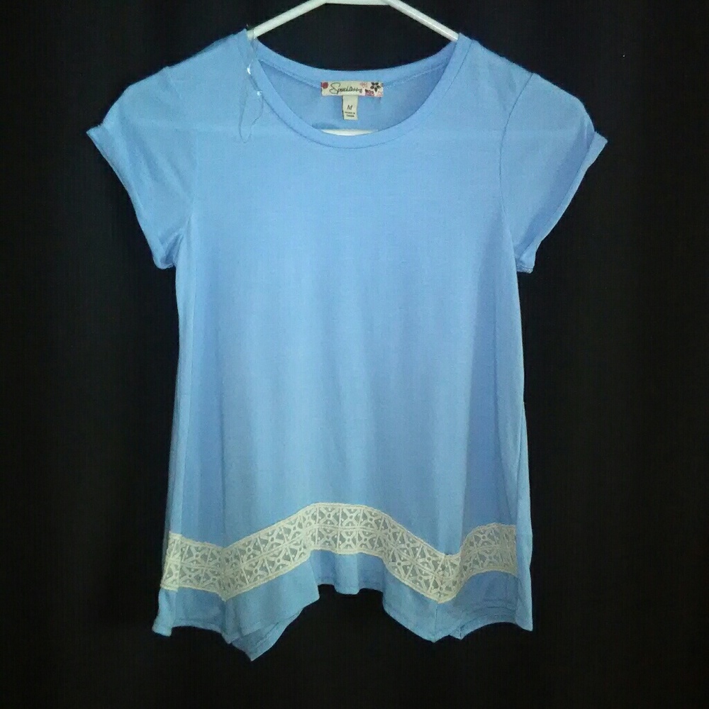 Speechless light blue Short Sleeve Top/Blouse